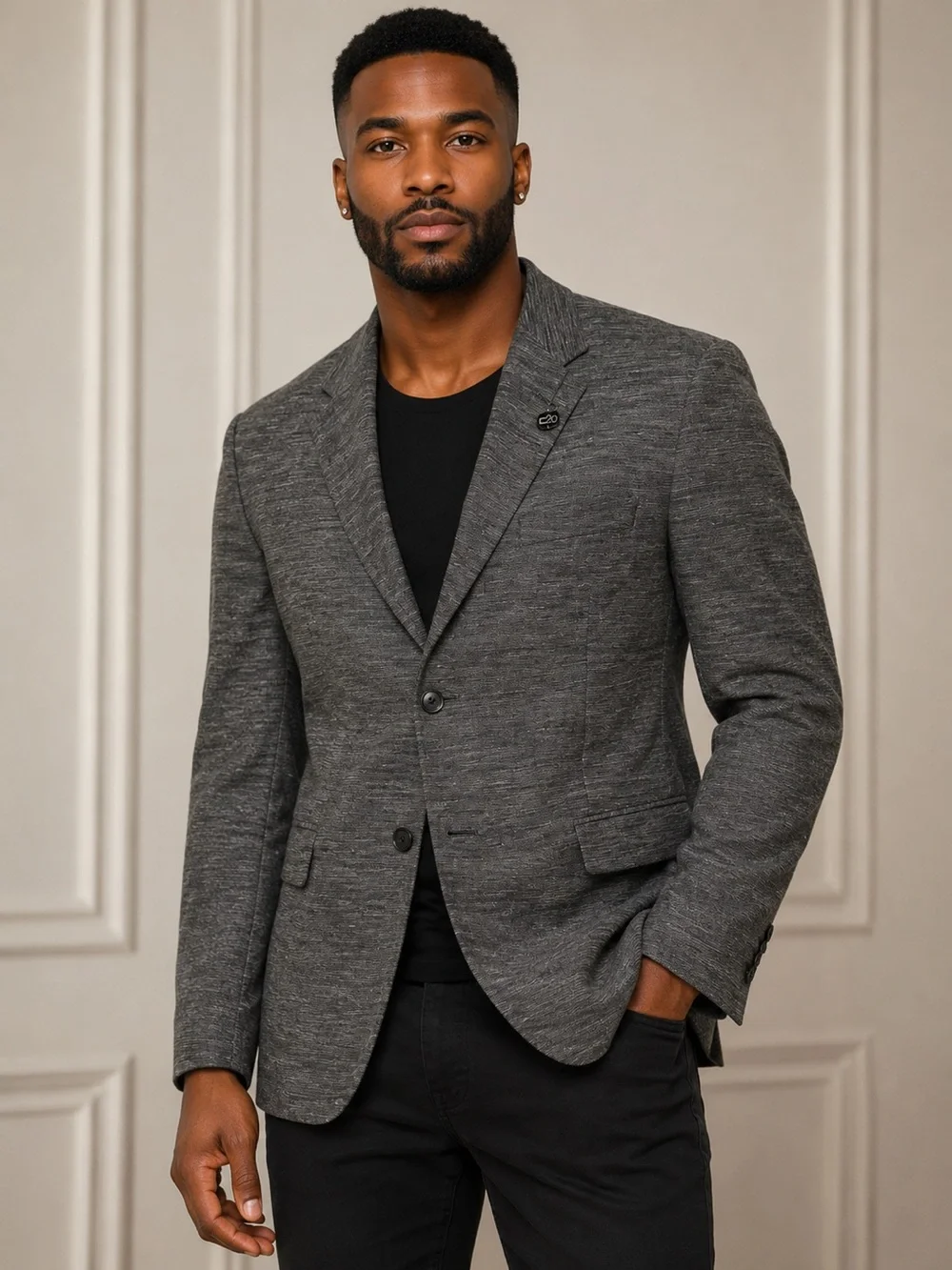NWT Claiborne 20 linen blend Tailored dark Gray Blazer - Modern Casual size 43R